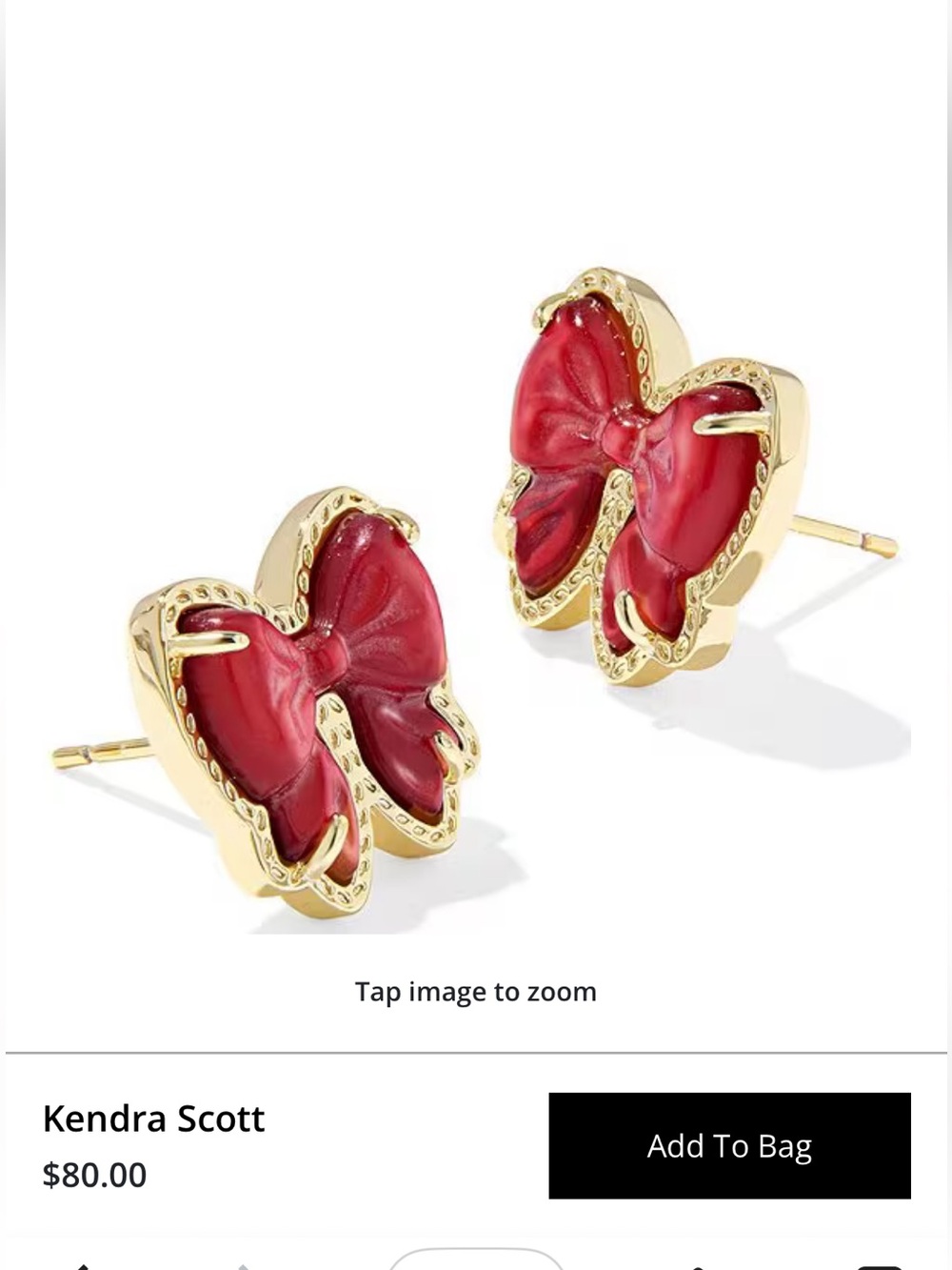 Kendra Scott Haley gold and red bow stud earrings